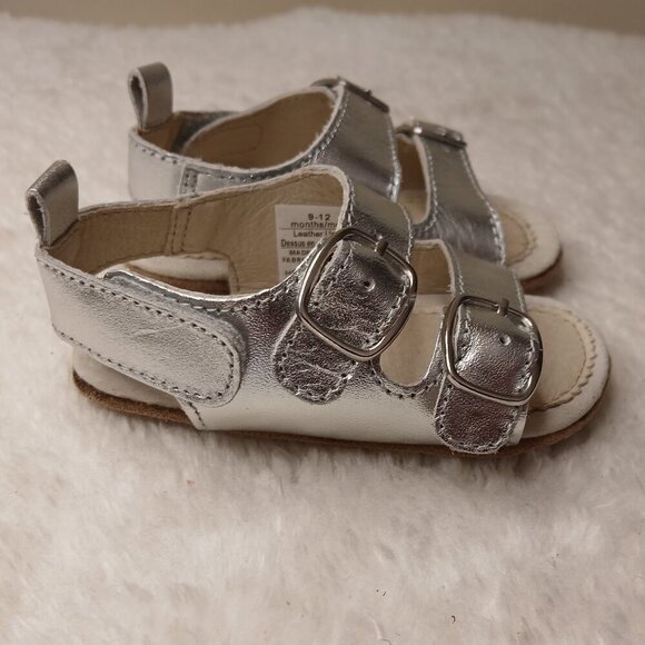 Baby Robeez Silver Metallic Leather Sandals Velcro Size 9-12 months - Picture 5 of 8